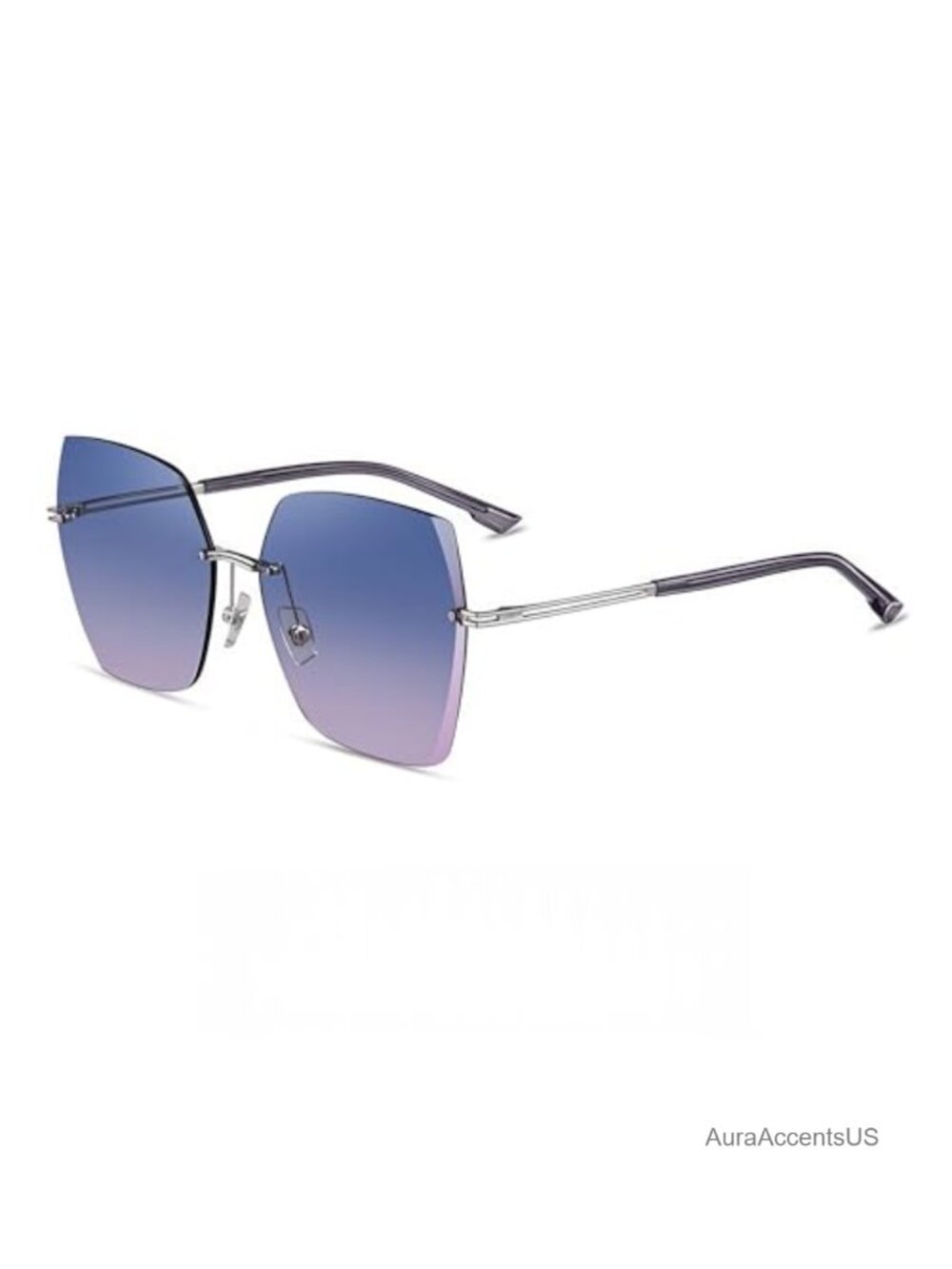 Rimless Oversized Square Sunglasses Polarized Nylon Lenses UV400 Lightweight